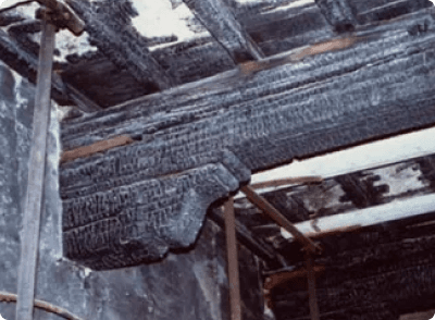 Wooden floor that did not collapse following a fire